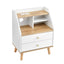 Bedside Table 2 Drawers Charging Station White and Pine