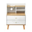 Bedside Table 2 Drawers Charging Station White and Pine