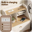 Bedside Table 2 Drawers Charging Station White and Pine