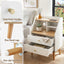 Bedside Table 2 Drawers Charging Station White and Pine