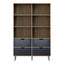 Artiss Bookshelf with 4 Drawers - MITZI Oak and Blue