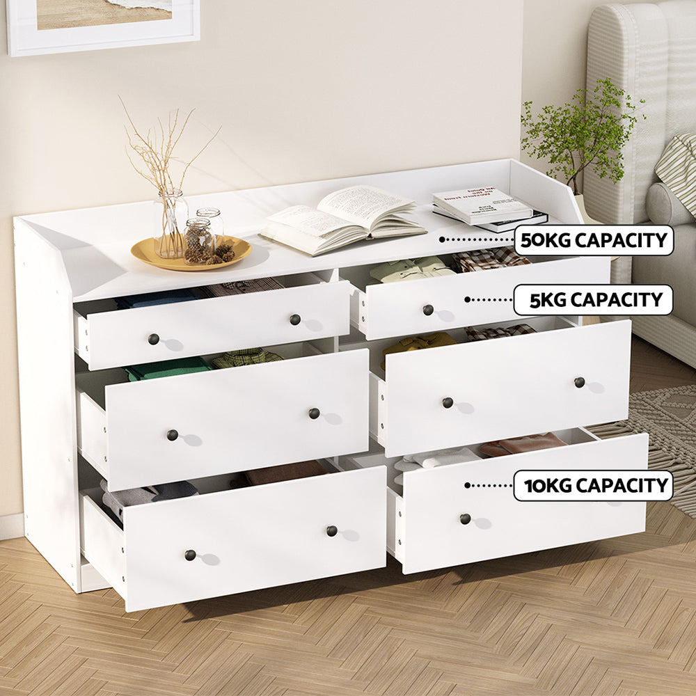 Artiss 6 Chest of Drawers - PETE White