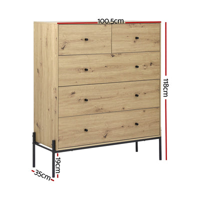 Artiss 5 Chest of Drawers - ARNO Pine