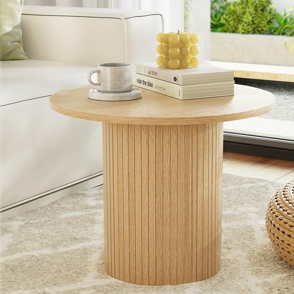 Artiss Coffee Table Round Fluted Base PIIA