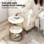 Coffee Table 2-Tier Round Marble Effect White&Gold