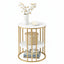 Coffee Table 2-Tier Round Marble Effect White&Gold