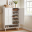 Shoe Rack Cabinet Storage Cupboard 3 Adjustable Shelves White