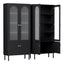 2x Buffet Sideboard Cabinet Pantry 5-Tier Storage Cupboard Fluted Black