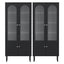 2x Buffet Sideboard Cabinet Pantry 5-Tier Storage Cupboard Fluted Black