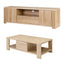 TV Unit & Coffee Table Set Storage Drawer Pine