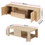 TV Unit & Coffee Table Set Storage Drawer Pine