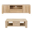 TV Unit & Coffee Table Set Storage Drawer Pine