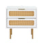 Artiss 2x Rattan Bedside Table 2 Drawers White