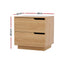 Artiss 2X Bedside Table 2 Drawers Nightstand Pine