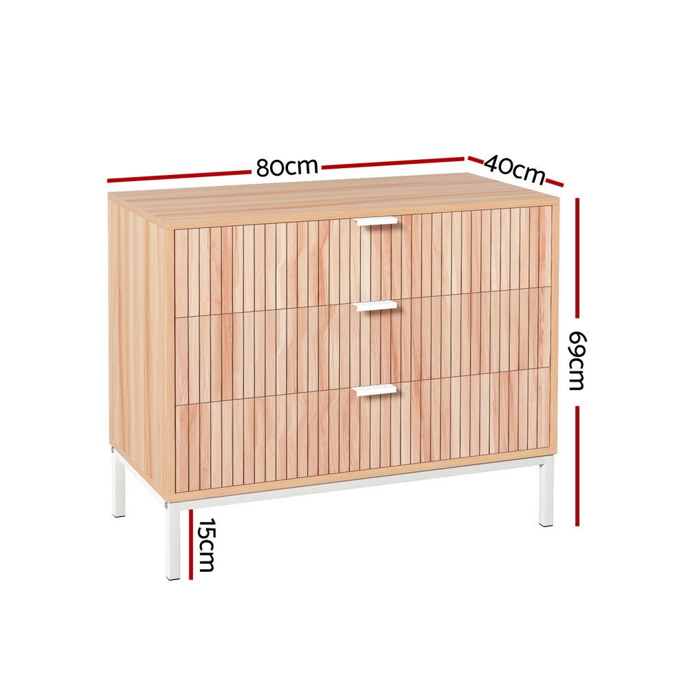 Artiss 3 Chest of Drawers - LURA Pine