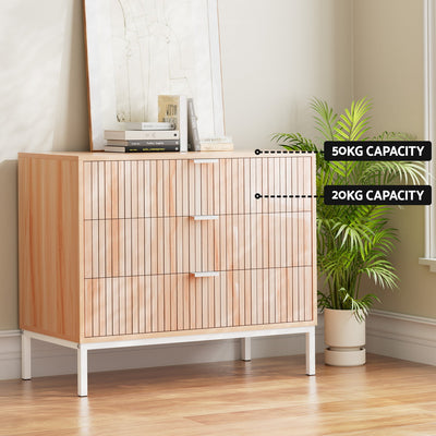 Artiss 3 Chest of Drawers - LURA Pine