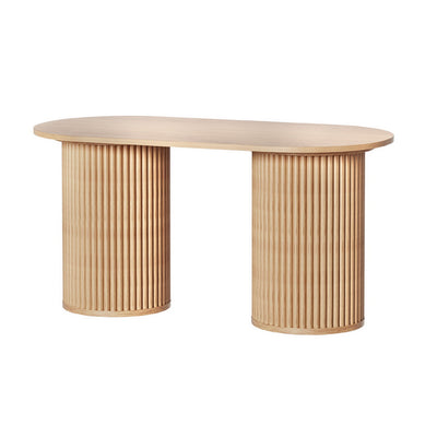 Artiss Coffee Table Oval 100CM Pine Samuel