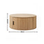 Artiss Round Coffee Table Storage Fluted Center Table Living Room Office 80cm Wood