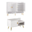 Shoe Cabinet Bench Set Adjustable Shelf Hallway Living Room White