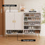 Shoe Cabinet Bench Set Adjustable Shelf Hallway Living Room White