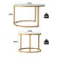Nesting Coffee Table Set of 2 Round Marble Effect 70/50cm White & Gold