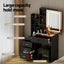 Artiss Dressing Table Vanity Desk Set Stool Led Black