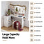 Dressing Table Corner Vanity Desk Set Stool LED Charging Station White