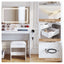 Dressing Table Corner Vanity Desk Set Stool LED Charging Station White