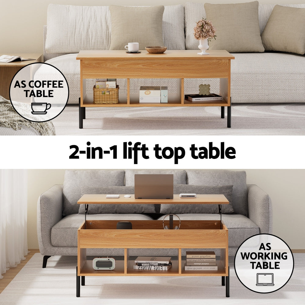 Artiss Coffee Table Lift-top Oak