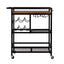Bar Cart Drinks Trolley Serving Wine Rack Glass Holder 3 Hooks 72cm Black