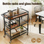 Bar Cart Drinks Trolley Serving Wine Rack Glass Holder 3 Hooks 72cm Black