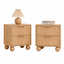 Artiss 2x Bedside Table Round Legs 2 Drawers Pine