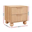 Artiss 2x Bedside Table Round Legs 2 Drawers Pine