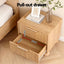 Artiss 2x Bedside Table Round Legs 2 Drawers Pine