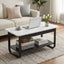 Coffee Table 2-Tier 80CM Marble Finish Shelf Black&White