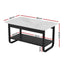 Coffee Table 2-Tier 80CM Marble Finish Shelf Black&White
