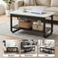 Coffee Table 2-Tier 80CM Marble Finish Shelf Black&White