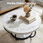 Coffee Table 2-Tier Marble Finish Round White&Black