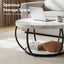 Coffee Table 2-Tier Marble Finish Round White&Black