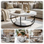 Coffee Table 2-Tier Marble Finish Round White&Black