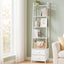 5 Tier Bookshelf Ladder Bookcase with Fabric Drawers Display Rack White