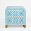 Adina Bone Inlay Bedside Table Aqua/White