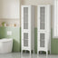 2X Bathroom Storage Cabinet 160cm Tall Slim Floor Cupboard Toilet Glass Door White