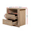 2X Bedside Table 2 Drawers with Shelf - TARA Oak