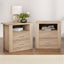 2X Bedside Table 2 Drawers with Shelf - TARA Oak
