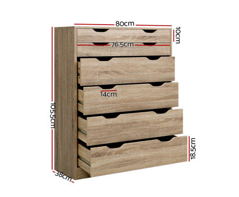 Artiss 6 Chest of Drawers - MYLA Oak