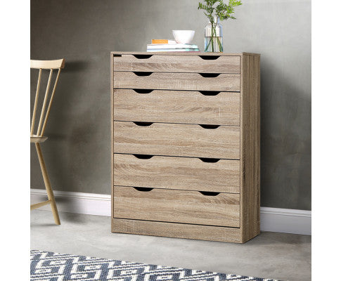 Artiss 6 Chest of Drawers - MYLA Oak