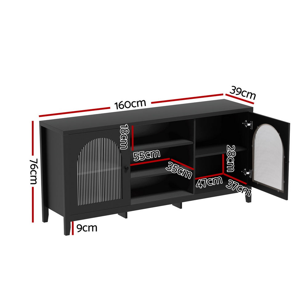 Artiss Buffet Sideboard Shelves Double Doors - Black