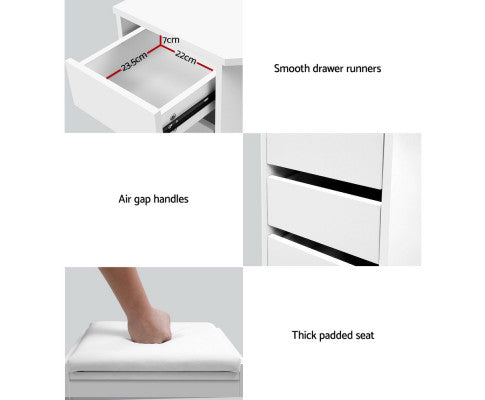 Artiss Dressing Table Stool Set Corner 5 Drawers White