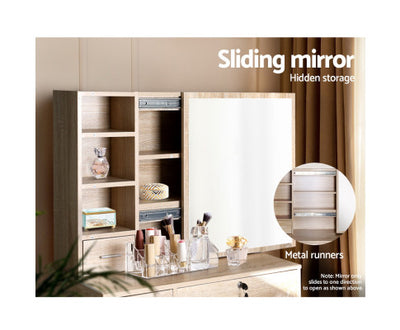 Artiss Dressing Table Stool Set Sliding Mirror Oak Diane